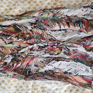 Tropical Print Button-Down Blouse